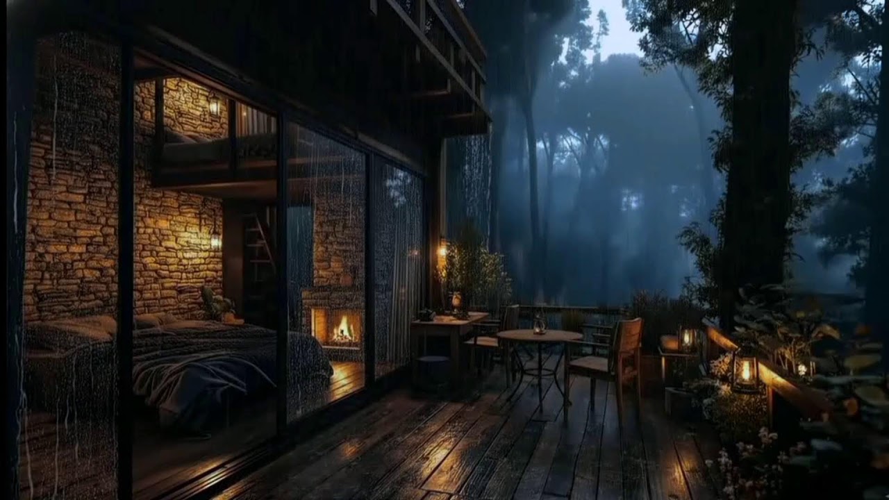 Forest Rain at Night 🌧️ Cozy Cabin Ambience for Sleep, Study & Relaxation (LIVE 24/7)