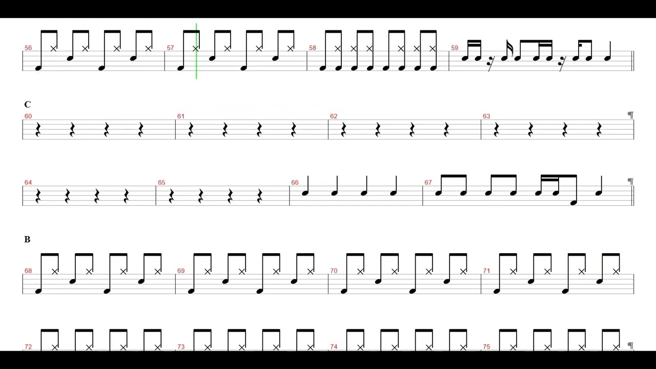 Bruno Mars-Treasure | Drum Score, Drum Sheet Music