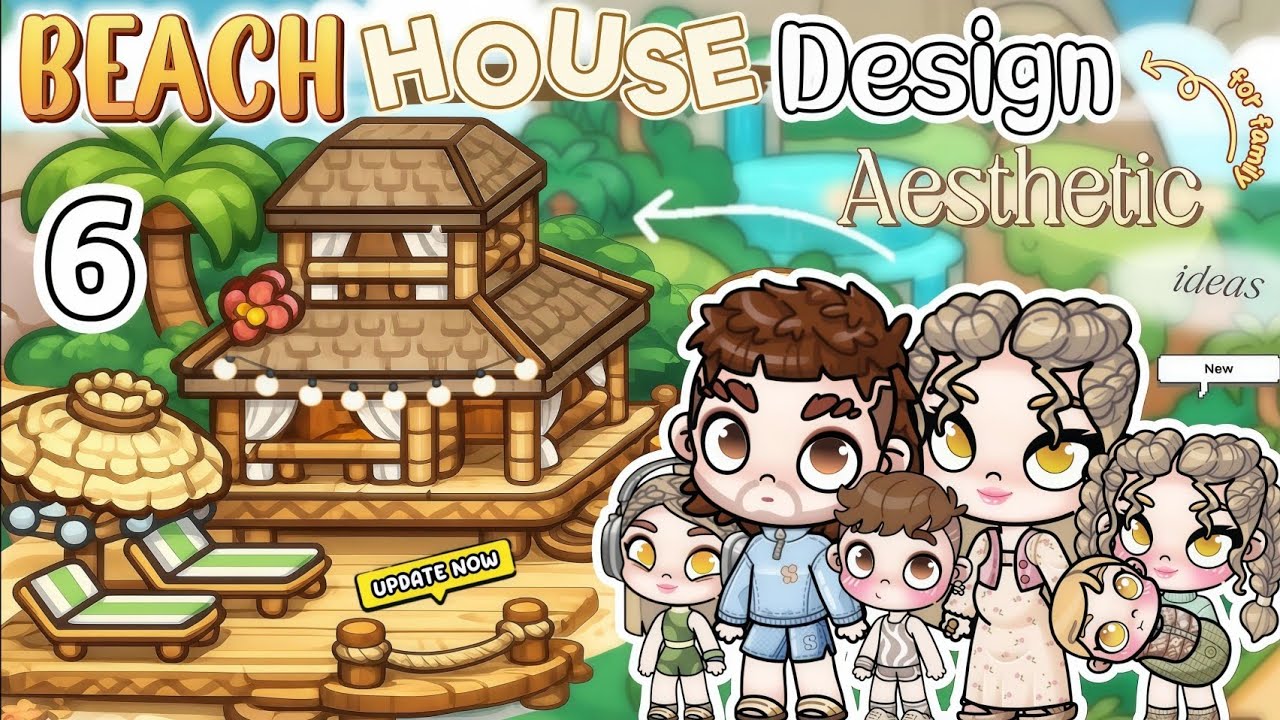 NEW AESTHETIC BEACH HOUSE 🌊 For 6 Family Ideas 🌤 NEW UPDATE [House Design]MAKER Design AVATAR WORLD