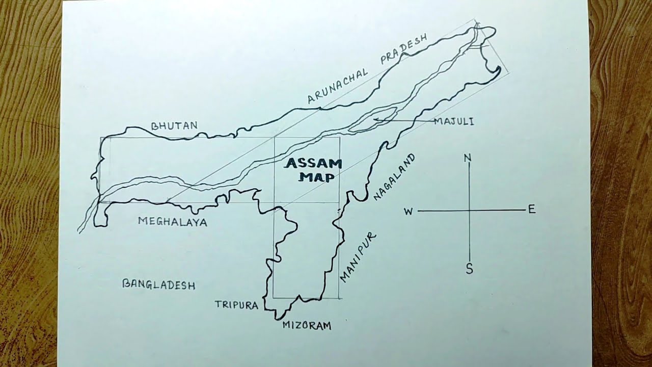 Assam map drawing/Easy way to draw Assam map step by step