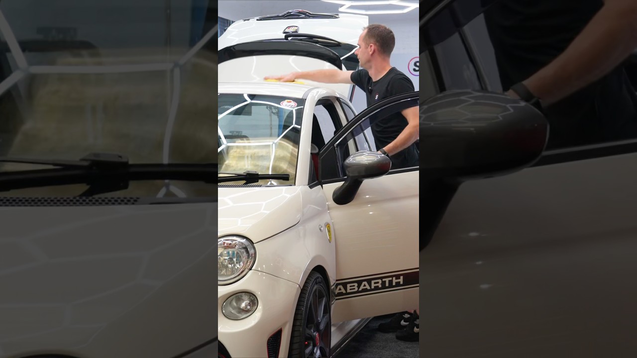 3M High Gloss roof wrap for this Abarth #abarth595 #roofwrap #glossblack