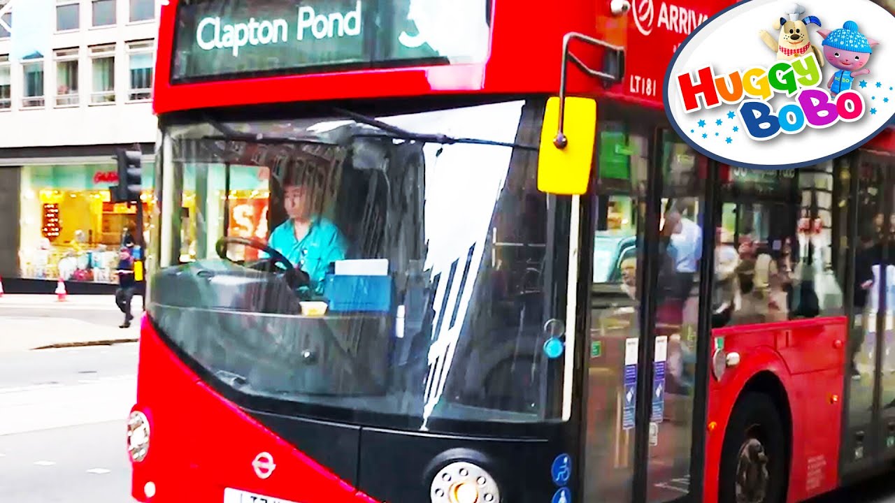 Wheels On The Bus - Cute Animation With Live London Bus Footage | Nursery Rhymes | By HuggyBoBo