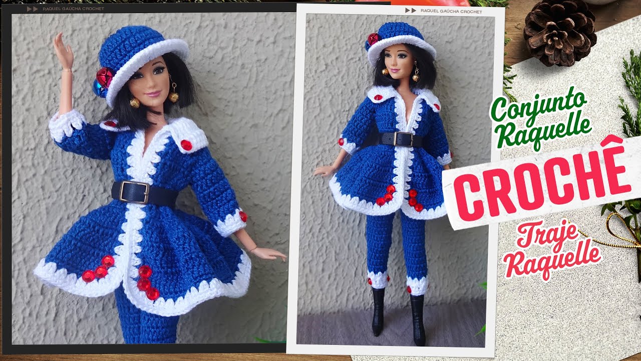 Conjunto de Natal Raquelle em Crochê para Barbie