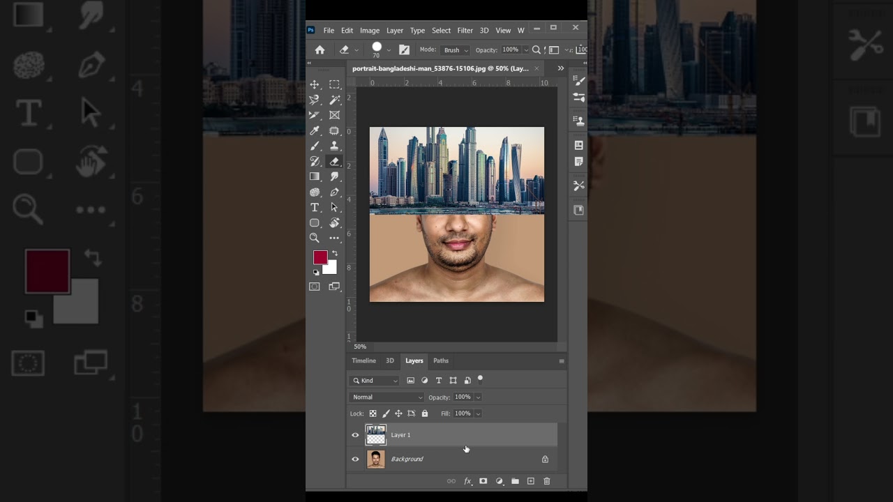 👉Use of Layer mask in Photoshop for blending Images.