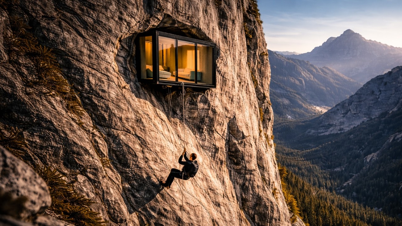 Building a Modern HIDDEN SHELTER on a Steep Mountain — This Man Built a Secret Cliff HOUSE (ASMR)