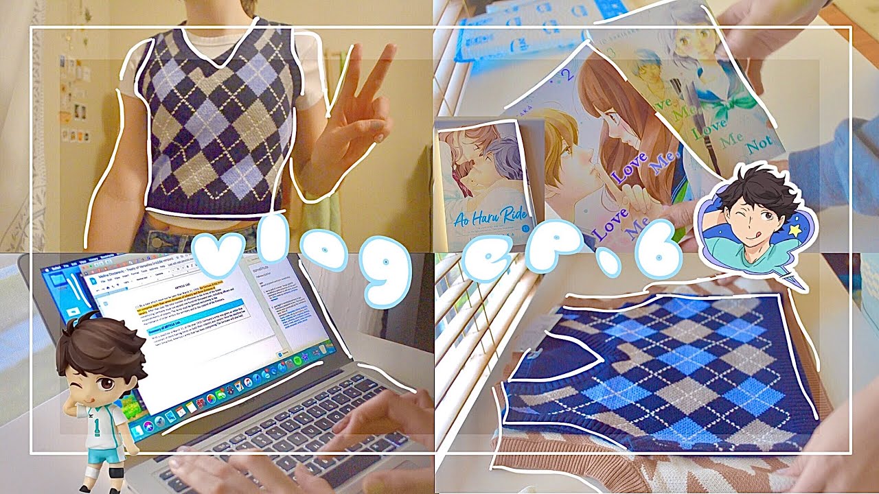 vlog ep.6 -🦋 unboxing [too much] manga & yesstyle clothes, online japanese class, & watching anime!