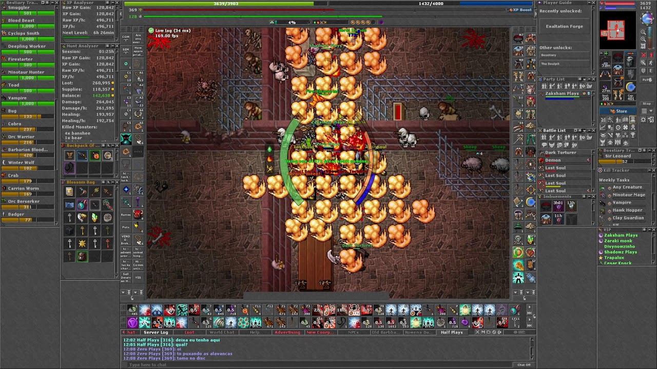 Tibia - Luzibra - Monk 360+ - Bestiarios - 3.885/4.500 Charms