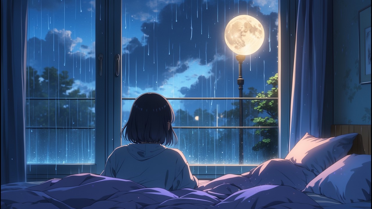 Rainy Night Anime Ambience 🌙 Japanese Indie Music for Relaxing & Sleeping