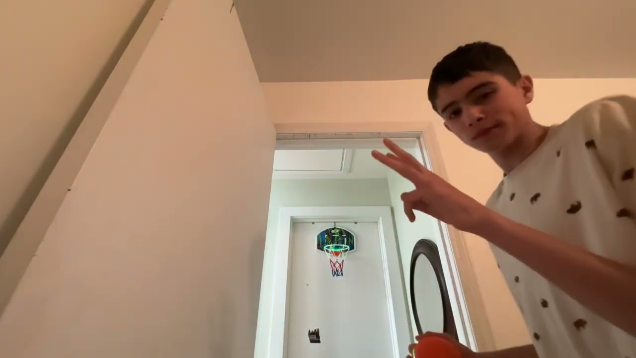 Making 5 basketball hoop shots in the indoor over the door Hoop! 🏀🏀