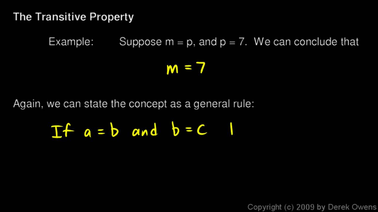 Algebra 1  2.01c - The Transitive Property