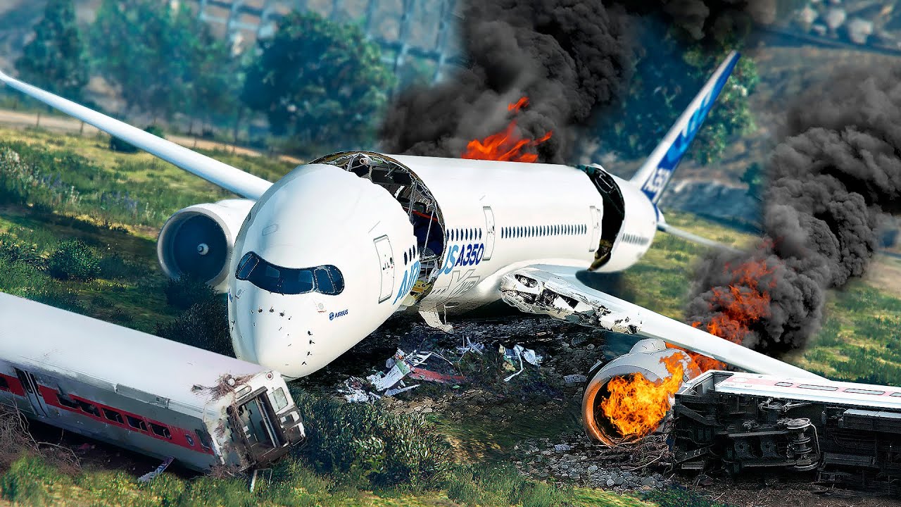 2022 Greatest Emergency Landing Ever! Pilot Error Plane Crashes into Train | GTA 5