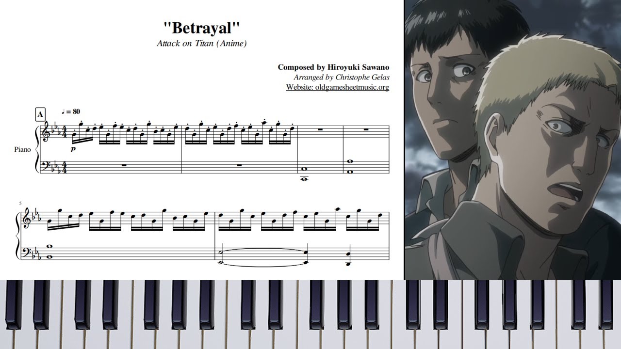 Attack on Titan - Betrayal | Piano 🎹 (Sheet Music)