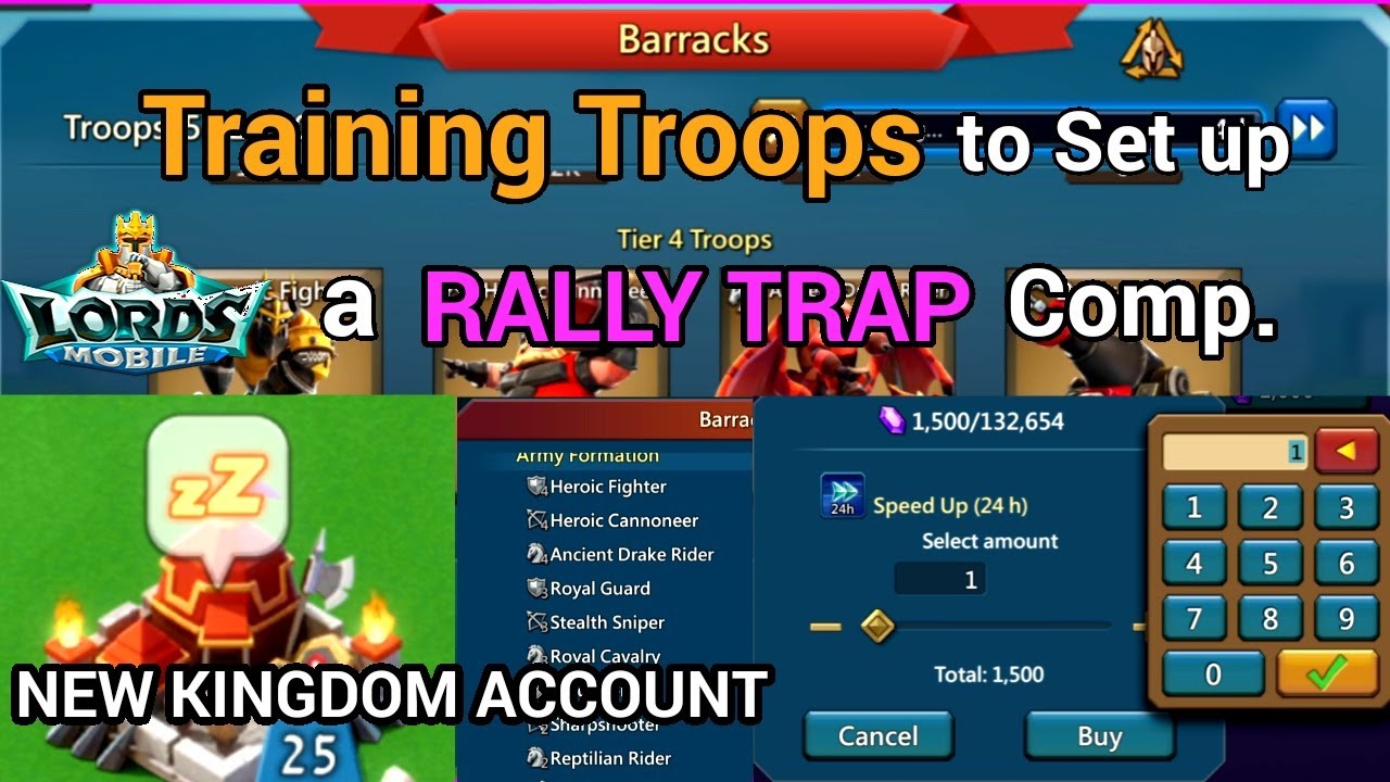 Lords Mobile - Setting Up Rally Trap Comp in My New Kingdom Account - GameF1rst #lordsmobile