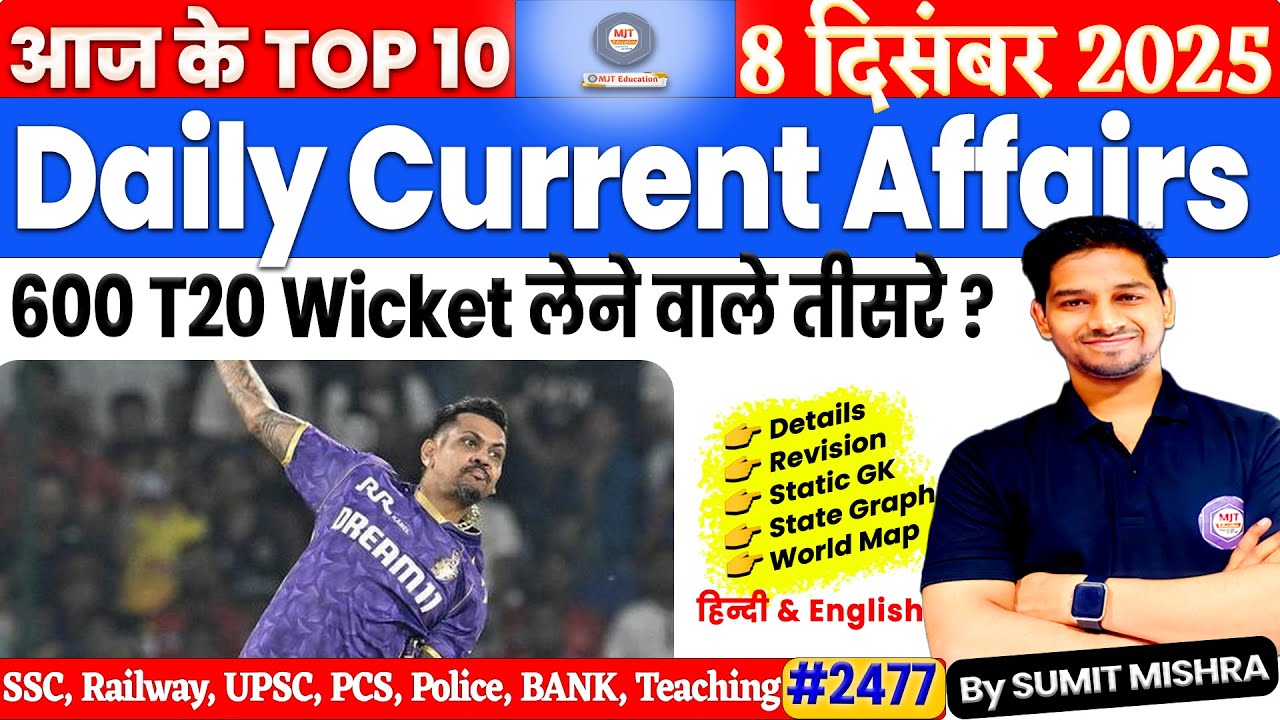 8 December 2025 Current Affairs | Daily Current Affairs 2025 | Today Current Affairs, 8 Dec, MJT