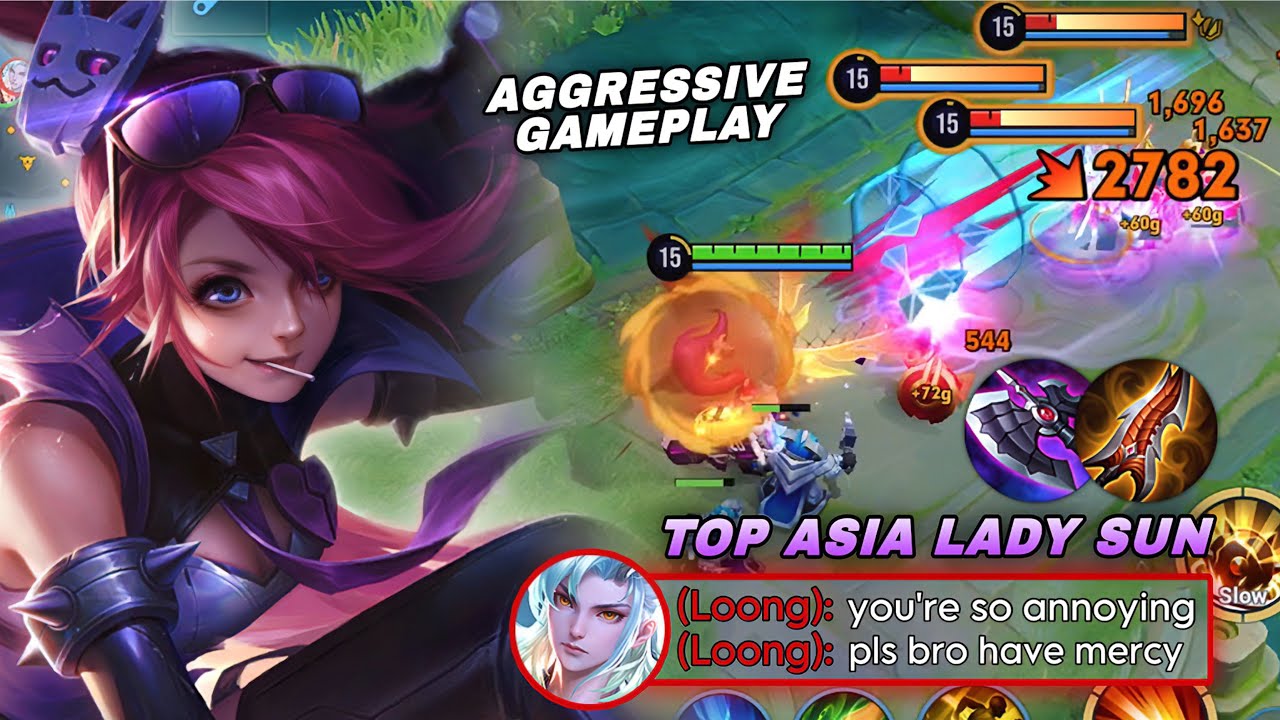 TOP CHINA LADY SUN AGGRESSIVE GAMEPLAY DOMINATING IN NEW SEASON RANK GAMR! | LADY SUN BUILD & ARCANA