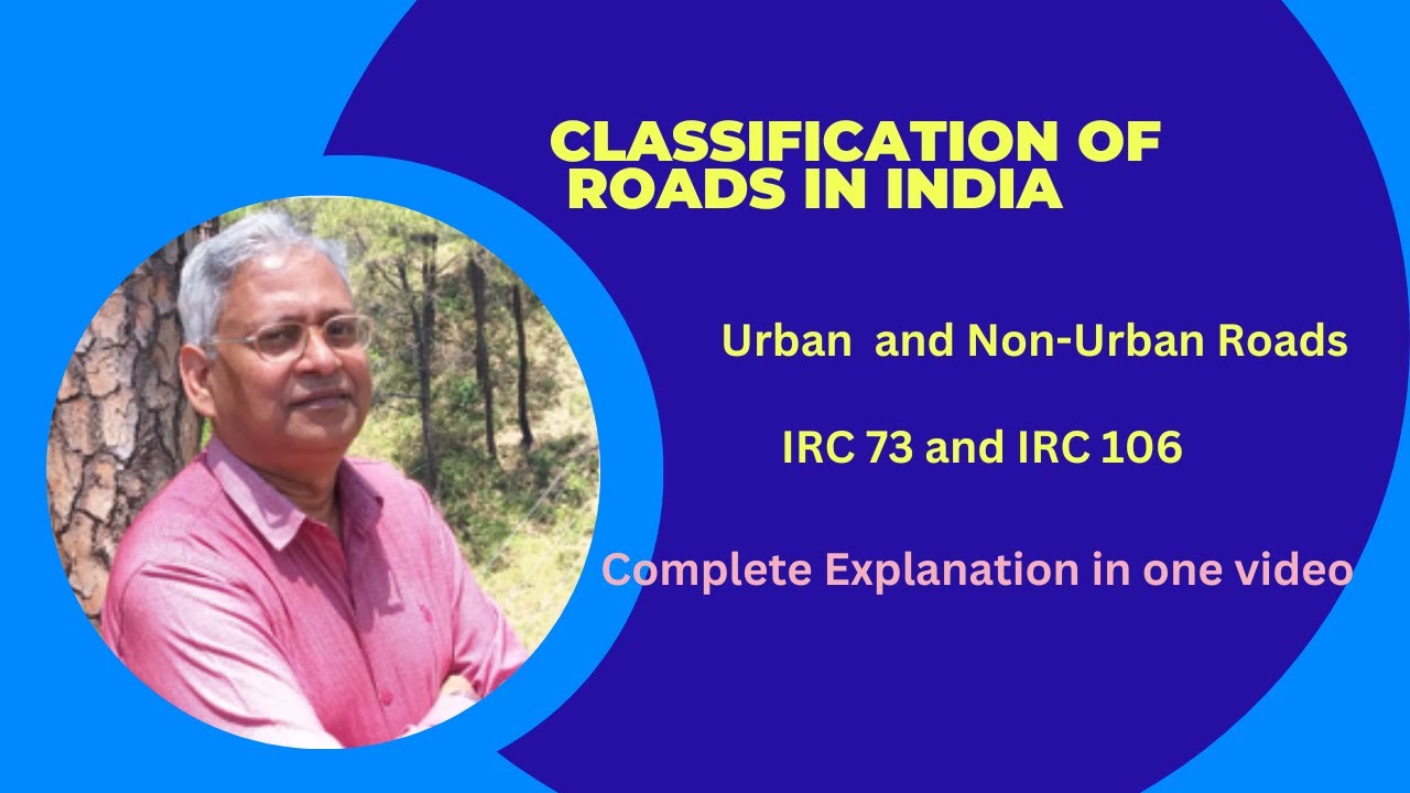 Road classification in India - Urban and Non-urban Roads, as per IRC codes. Definitions and roles.