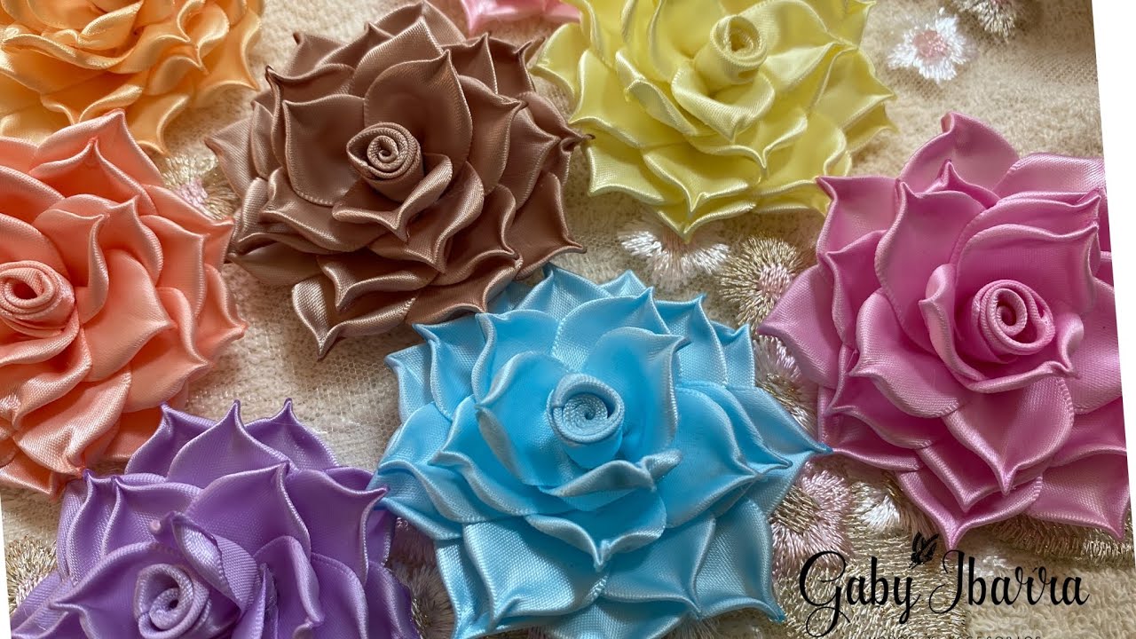 FLOR DE PICOS /listón satinado/flores de listón/ hecho a mano