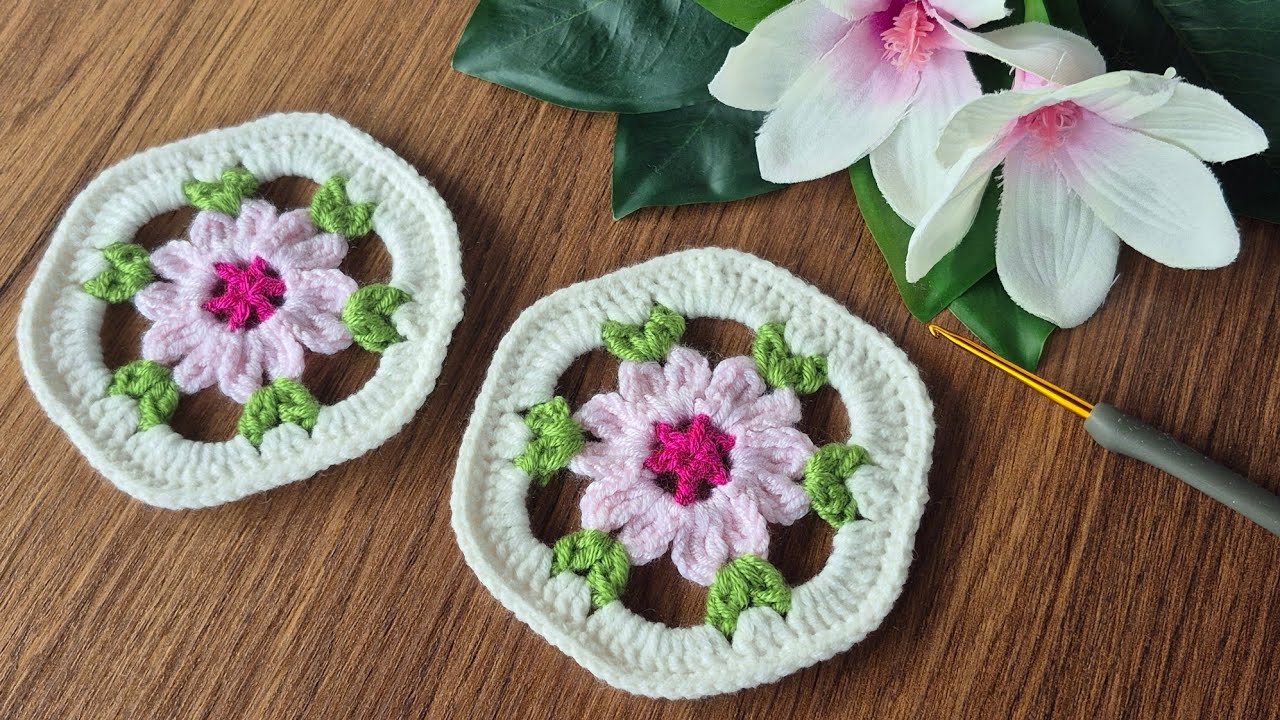 A very beautiful and easy crochet coaster pattern in the shape of a sakura flower ⭐️