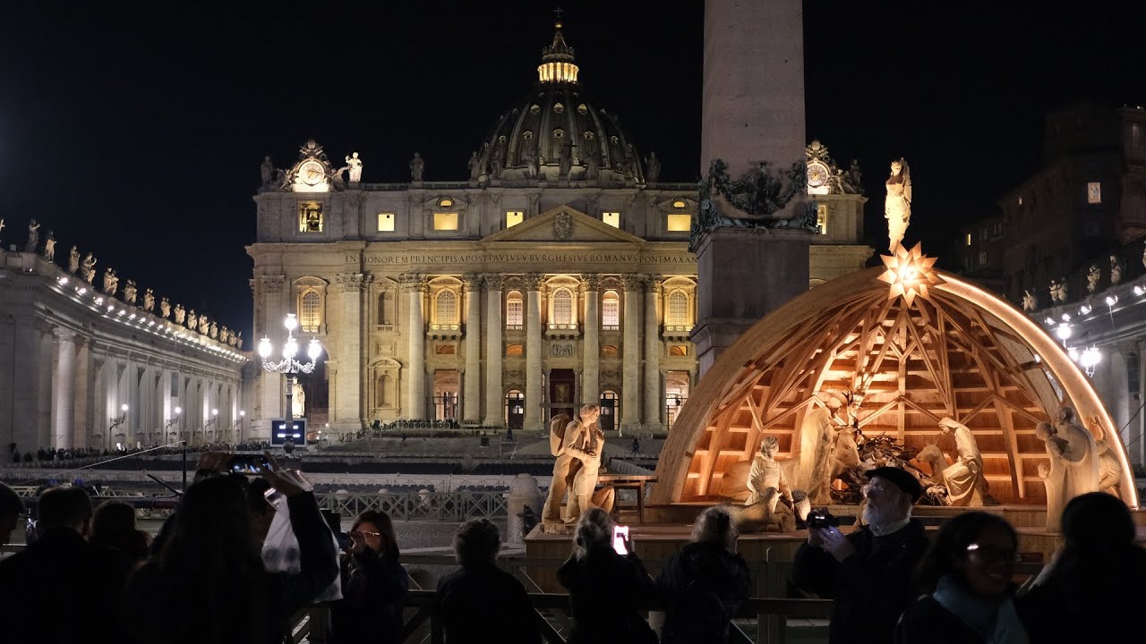 Passeggiata serale a San Pietro e Borgo Pio. Roma, Italia. 4K HDR. Slow TV