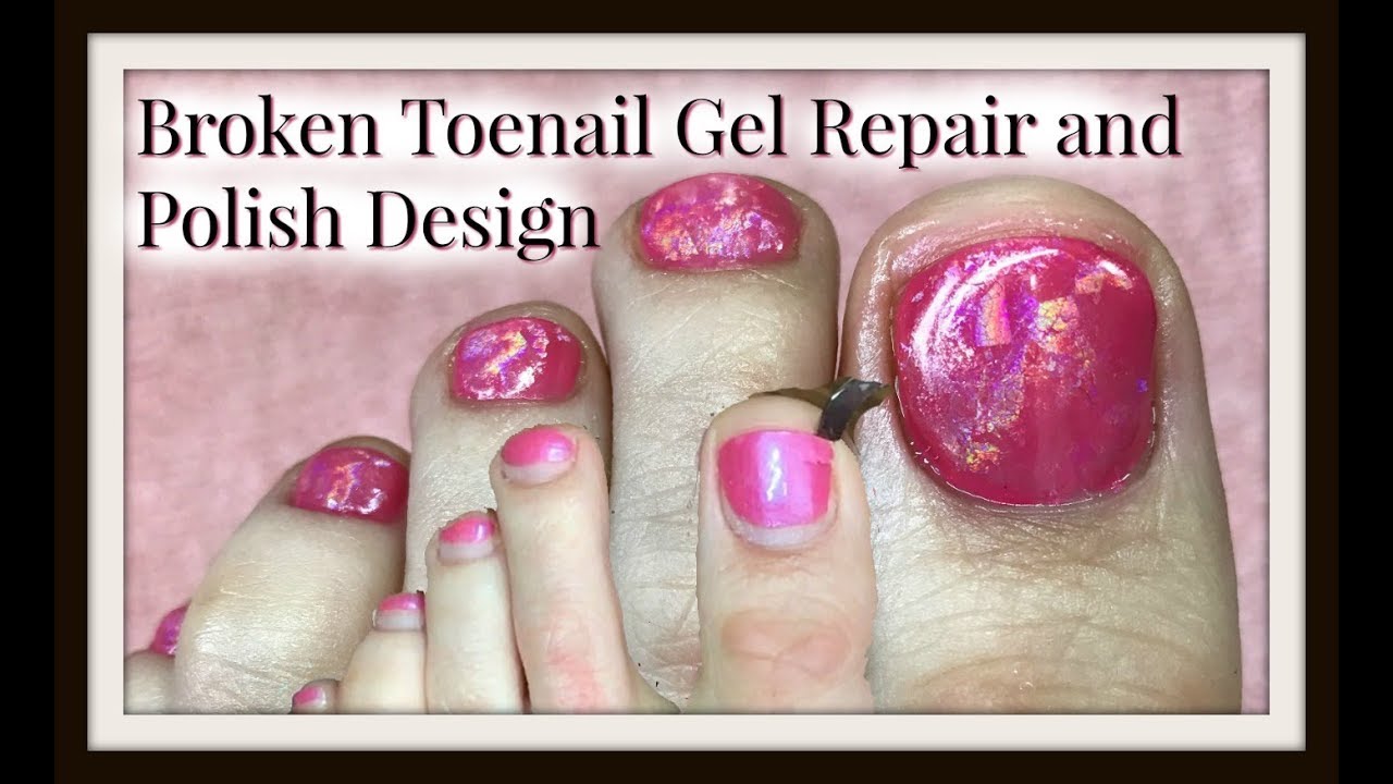 How to At Home Pedicure Tutorial Toenail Repair with Hard Gel and Gel Polish Nail Art ✔