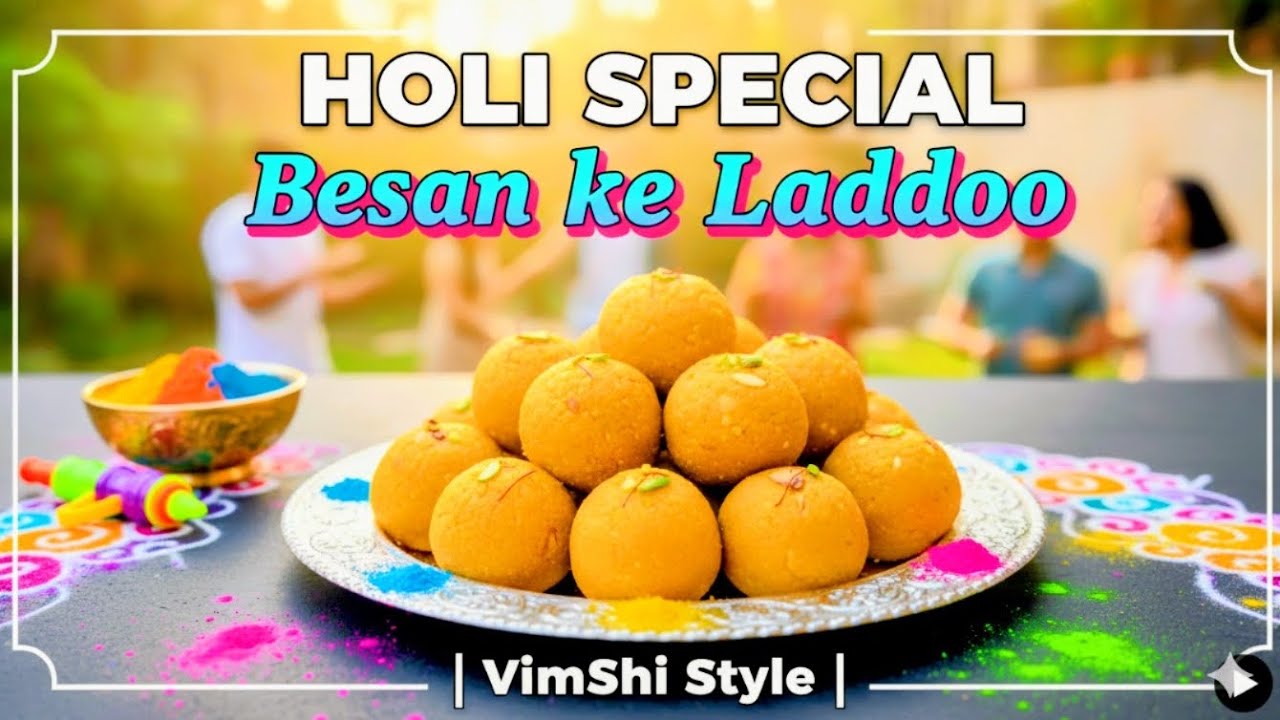 होली स्पेशल मुठिया वाले टेस्टी, Moist और दानेदार बेसन के लड्डू 😍 | VimShi Style