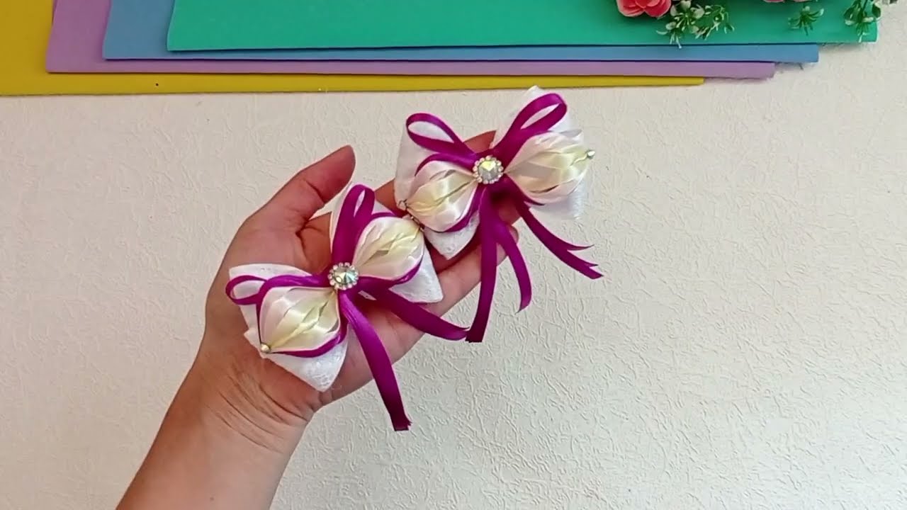 DIY/ ВОТ ЭТО КРАСОТА!!!!! Какая интересная Идея бантиков из атласной ленты.