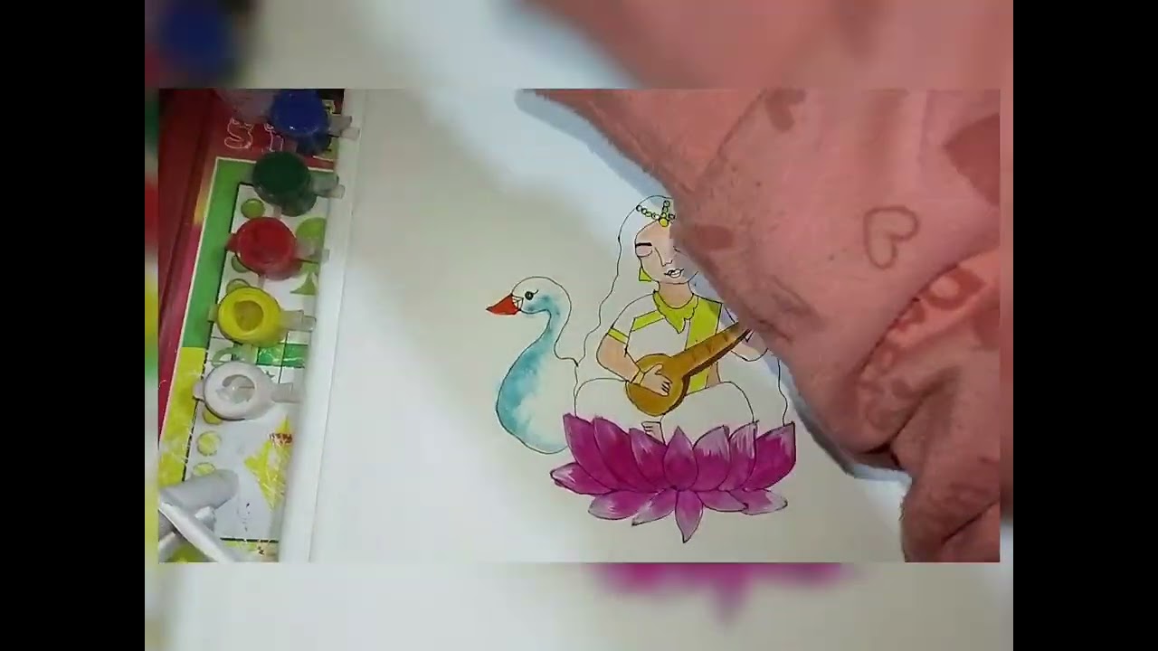 Maa Saraswati Drawing Tutorial..❤️#drawingtutorial #masaraswati #drawing #draw #saraswati 