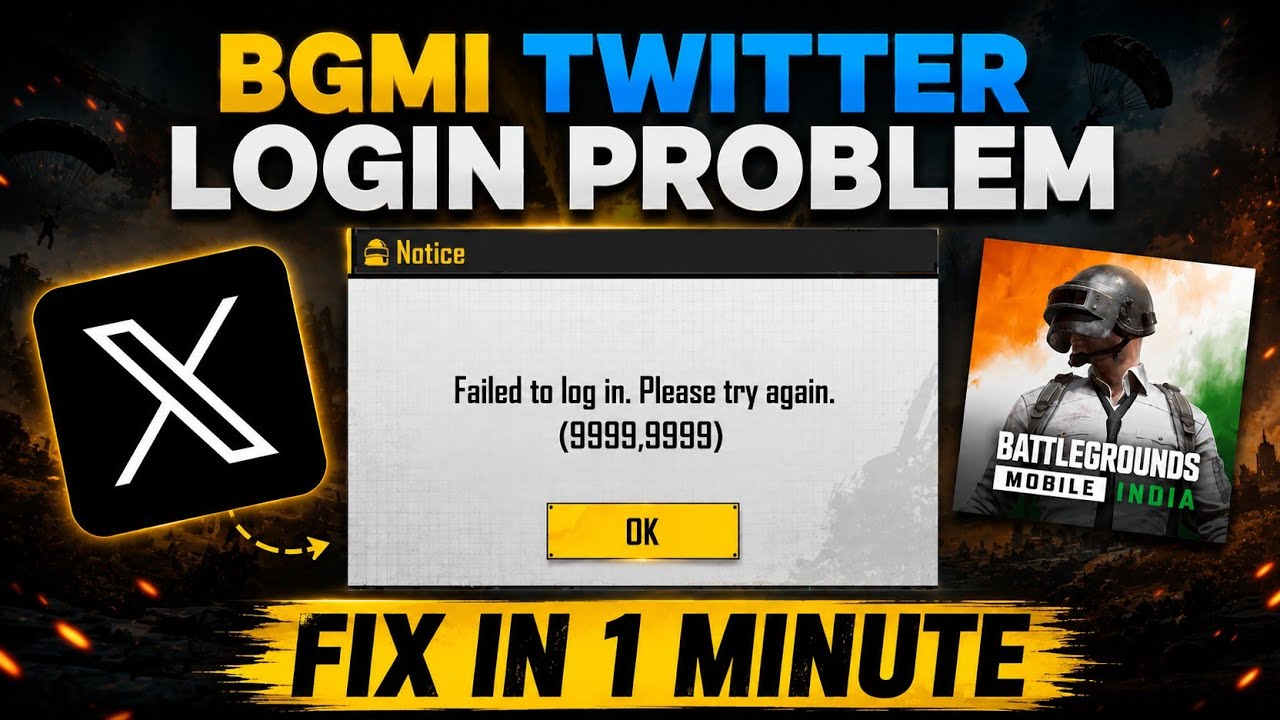Failed To Login Try Again 9999 | Bgmi Twitter Login Problem | How To Fix Bgmi Login Problem