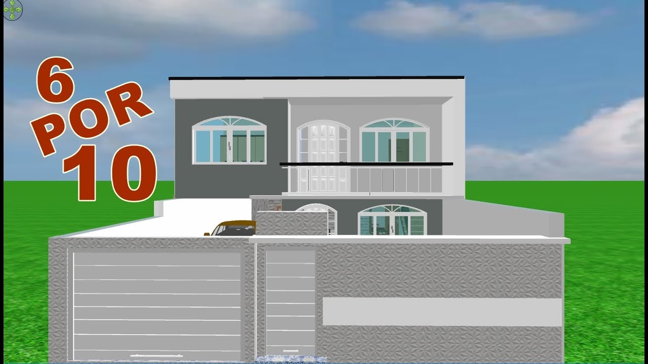 PLANTA 3D PARA SOBRADO 6X10 mts #3d