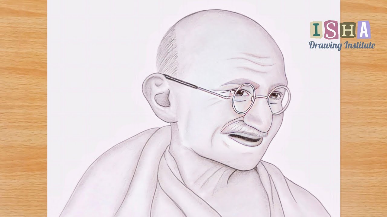 Easy Way To Draw Mahatma Gandhi | Gandhi Jayanti Drawing Tutorial