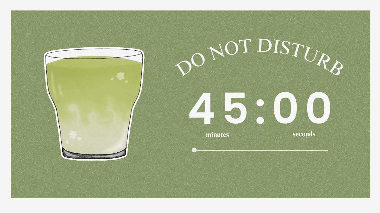 study with me (matcha latte) - 45 minute, 15 minute break, with lofi focus music - 5 hour pomodoro