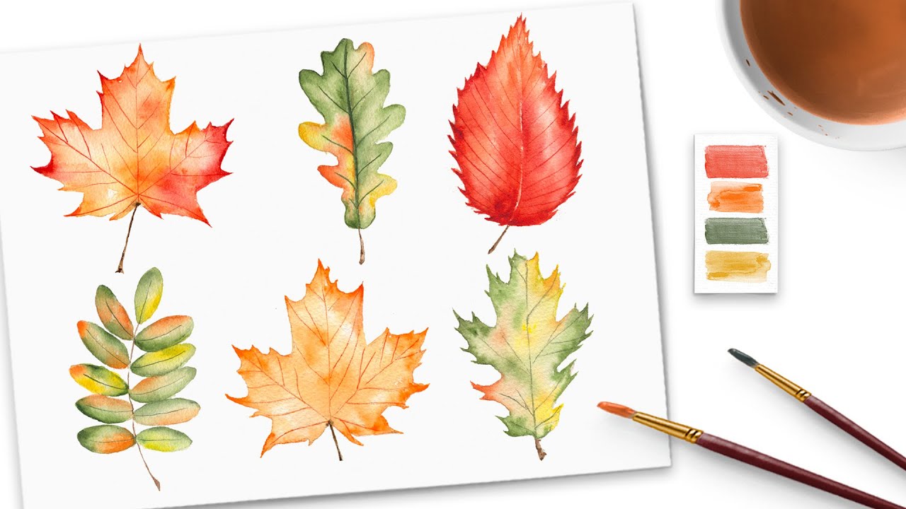 Easy Watercolor Autumn Leaves | Step by Step Tutorial