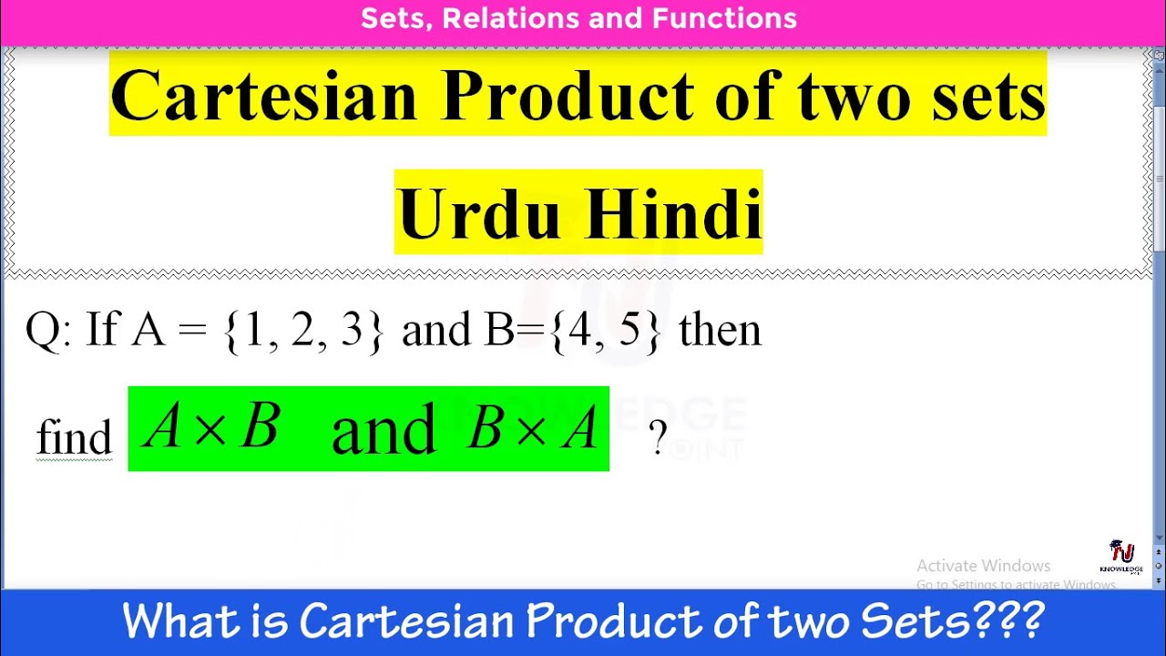 What is Cartesian Product of two Sets || Urdu Hindi || Sets and Relations