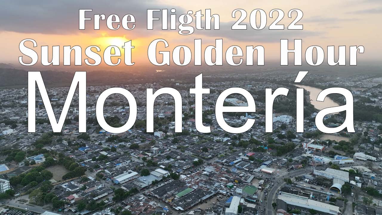 Montería, Córdoba, Colombia, Free flght at sunset Golden Hour Drone 2022