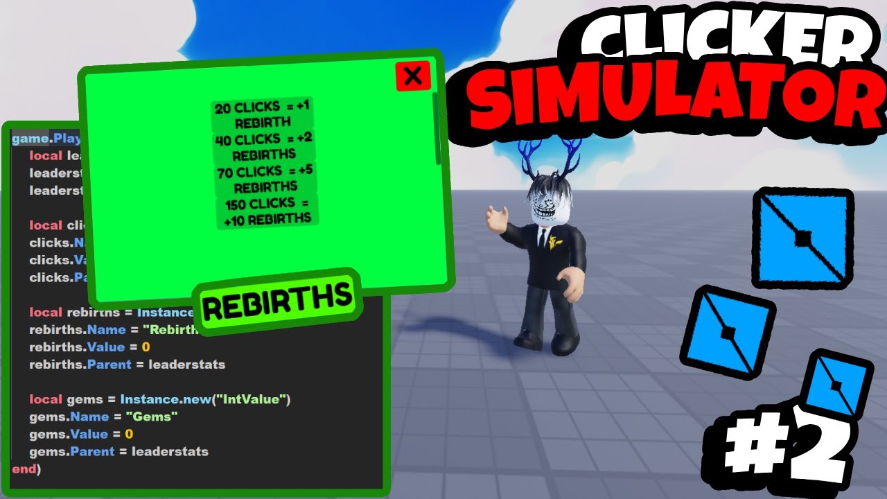 JAK ZROBIĆ CLICKER SIMULATOR w ROBLOX STUDIO! (System Rebirthów) | PORADNIK ROBLOX STUDIO #2