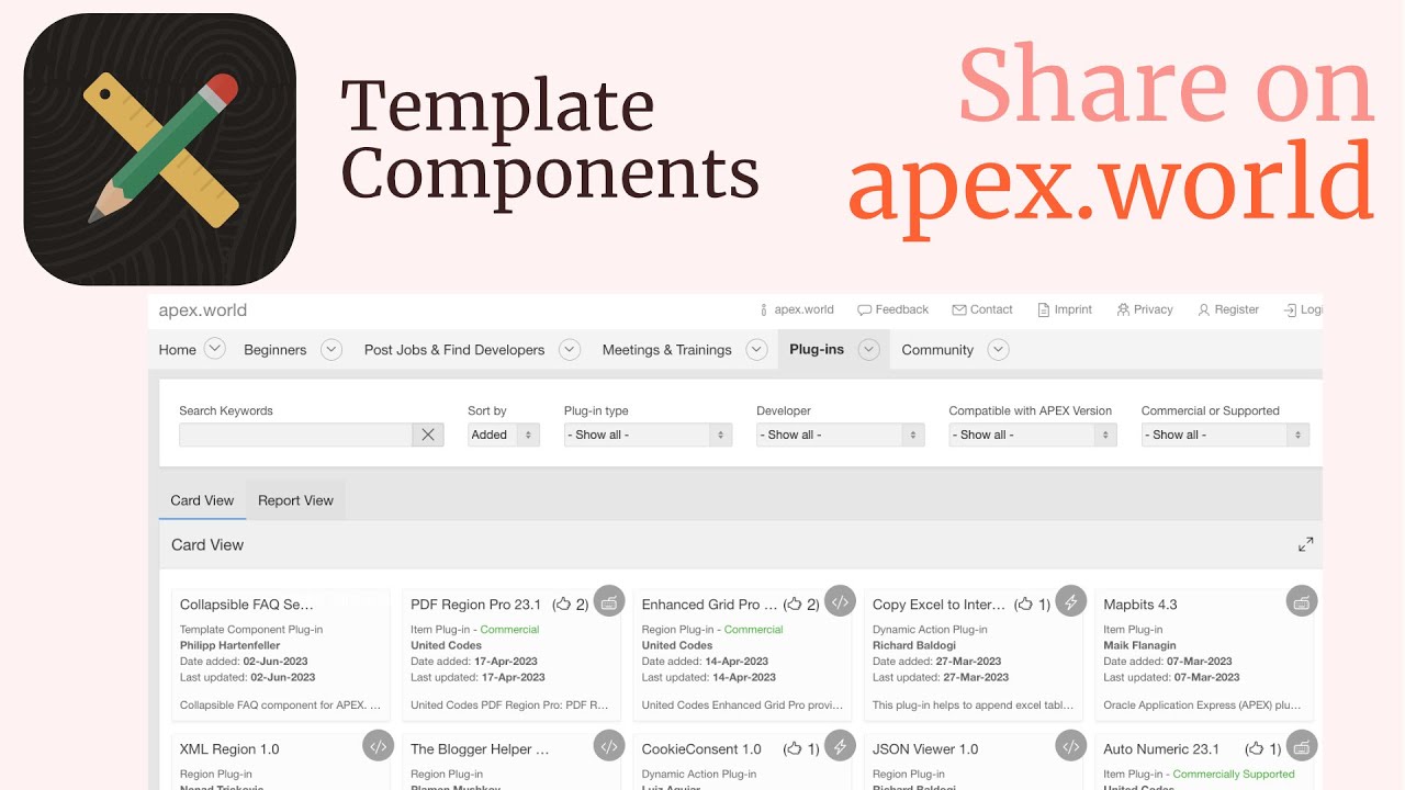 How to share Template Components on apex.world - Oracle APEX 23.1