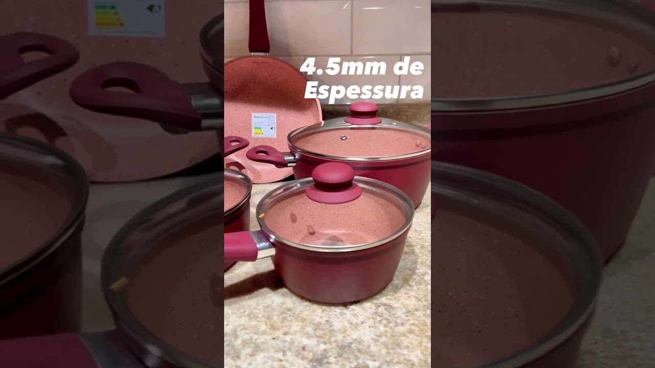 Jogo de Panelas Viena 5 Pe&ccedil;as Revestimento Cer&acirc;mica 4,5mm | MK Magazine #shorts #panelas #inducao