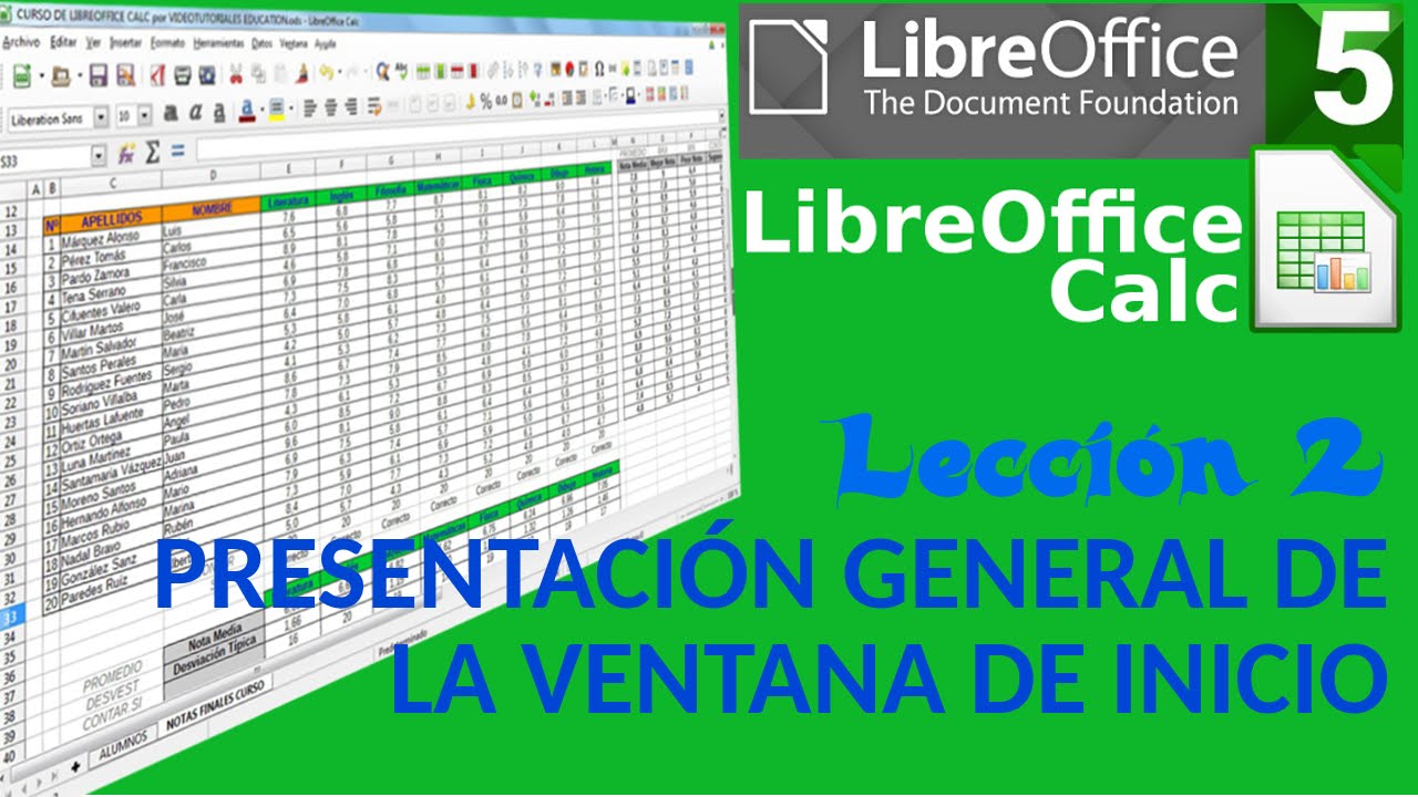 Tutorial LibreOffice Calc - 02/34  Presentación general de la ventana de inicio.