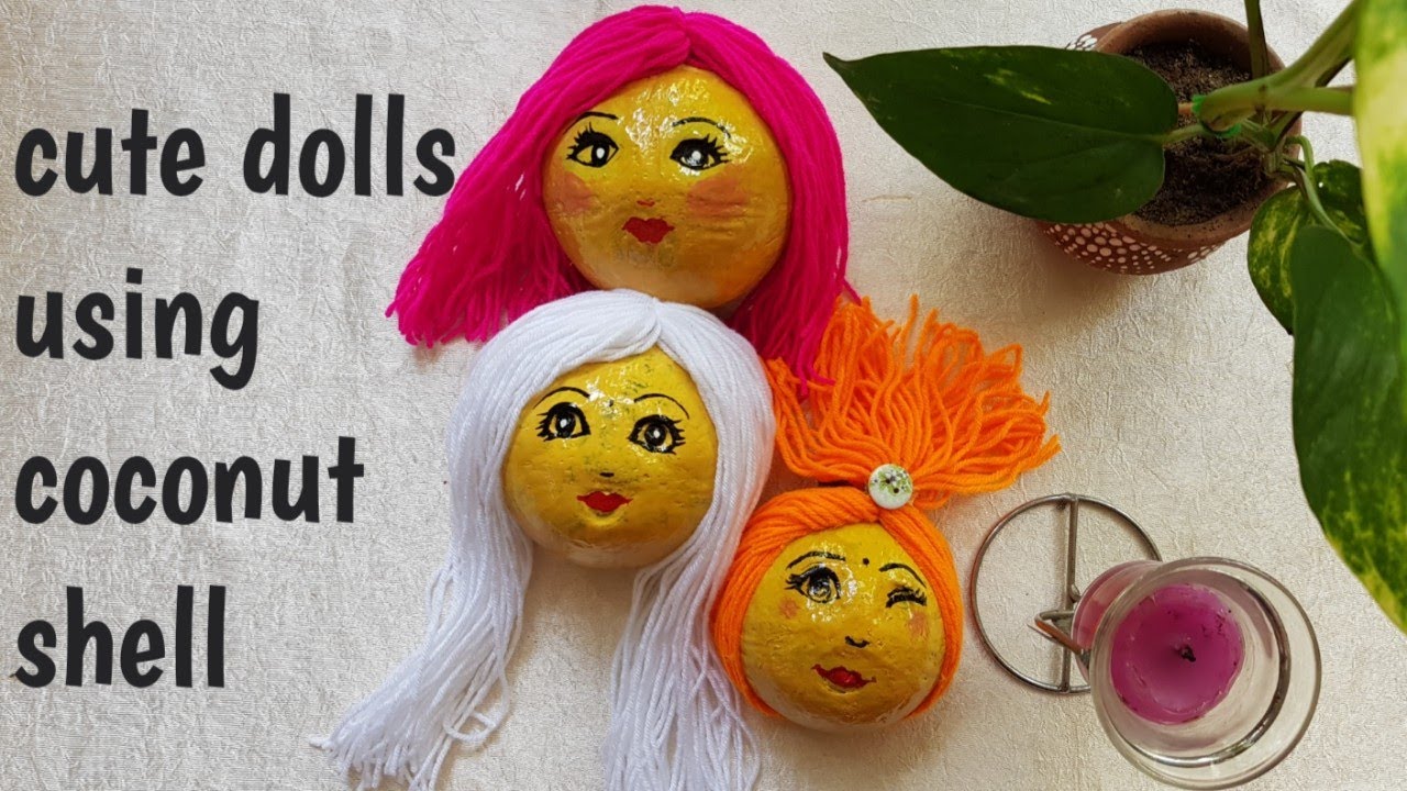 Coconut shell craft/ Cute doll using coconut shell/ DIY coconut shell ideas