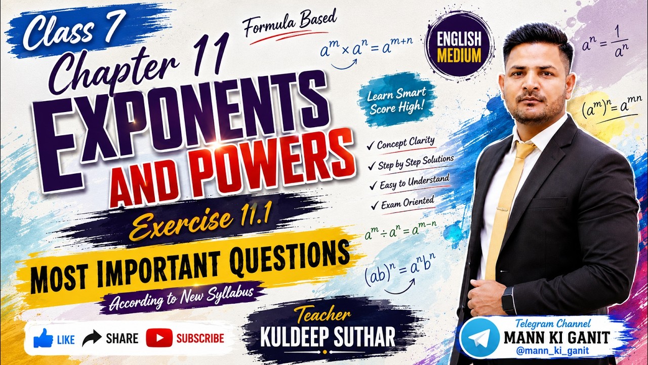 Exercise 11.1 | Ch 11 Exponents and Powers | Class 7 Maths NCERT | New Syllabus 2025
