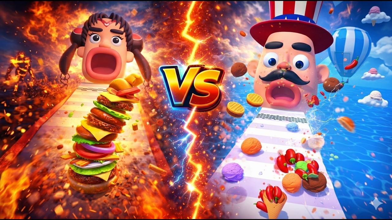 Burger Master🆚Stacky Ice Cream Run - Satisfying Gameplay Walkthrough - All Level Max Tiktok