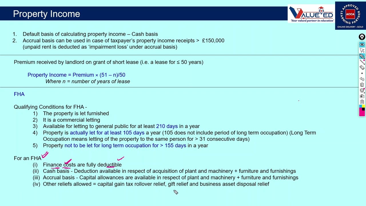 Quick Revision - Property Income II ACCA TAX