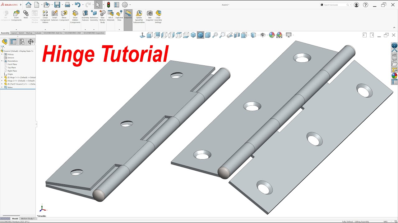Учебное пособие по Solidworks: Петли | Детали и сборка с использованием механического сопряжения