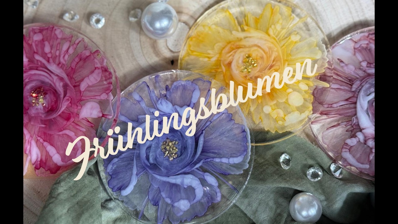 #120 Hurra der Frühling kommt, einfacher Blumen Guss 🥰 #resin #diy #resinart #coaster #flowers