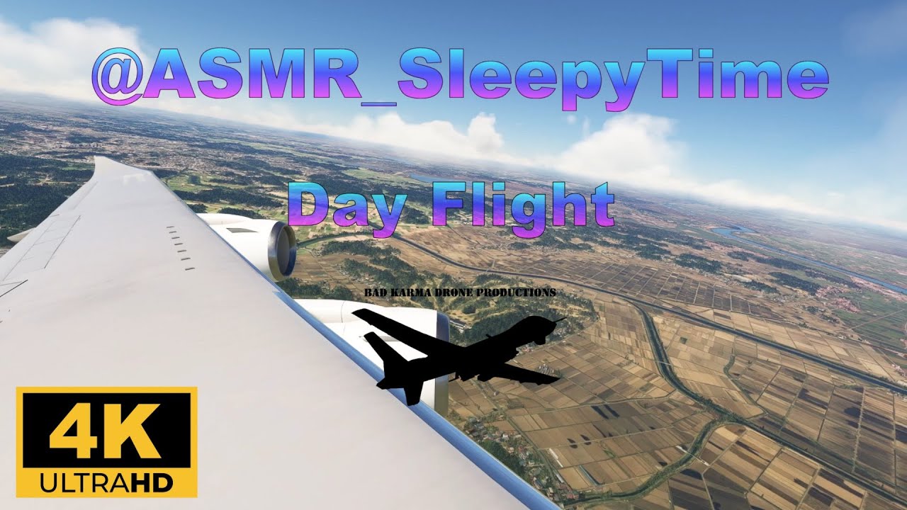 10 Hours 4K - Daytime Flight - Experience the calm of a peaceful daytime flight