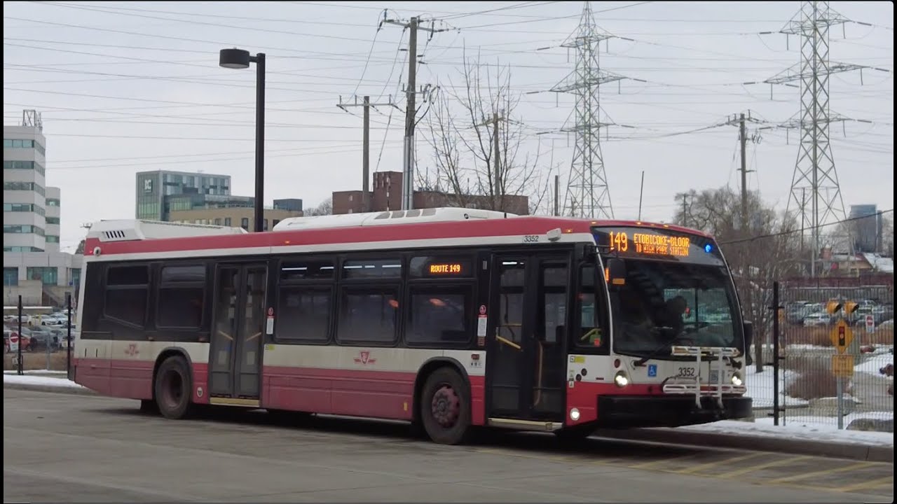 TTC 149 Etobicoke-Bloor New Route Bus Ride #3352 from Kipling Stn to High Park Stn (Jan 13th, 2025)