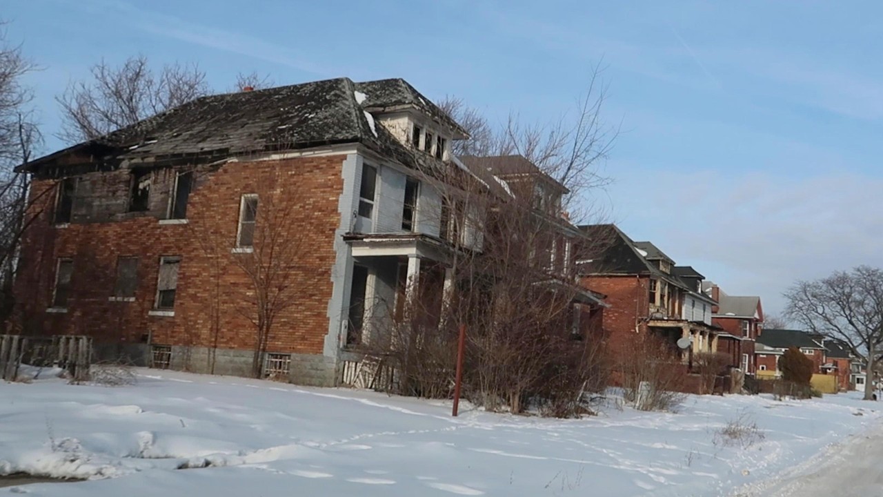 DETROIT IN THE DEAD OF ONE OF IT'S COLDEST WINTERS IN RECENT MEMORY