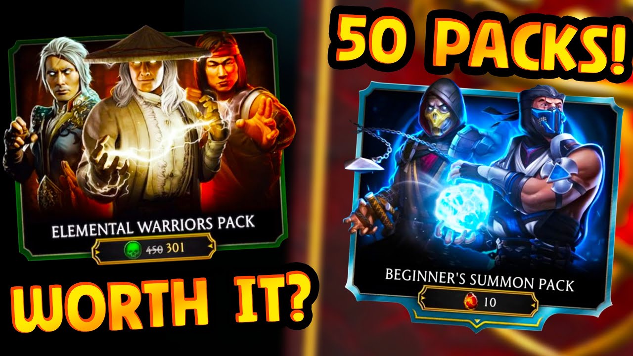MK Mobile. 50 Beginner Packs + My Elemental Warriors Pack Opening. These Packs Are AWESOME!