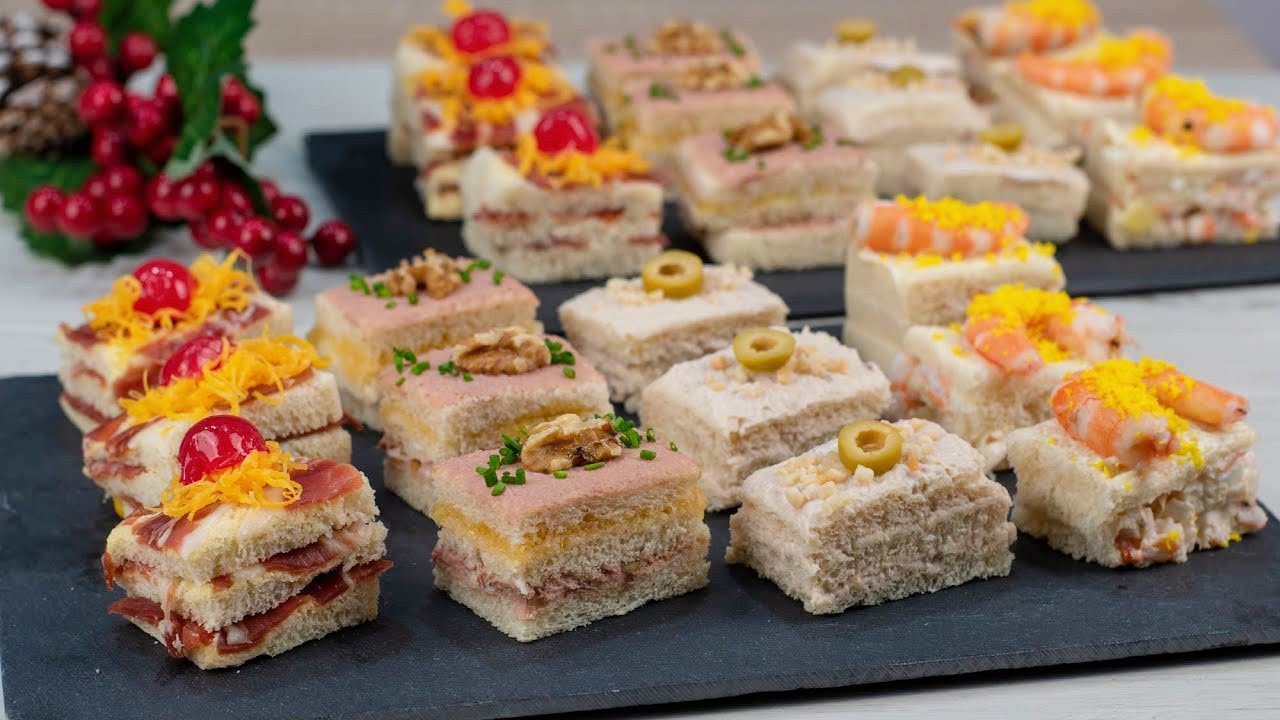 Aperitivos con pan de molde para Navidad