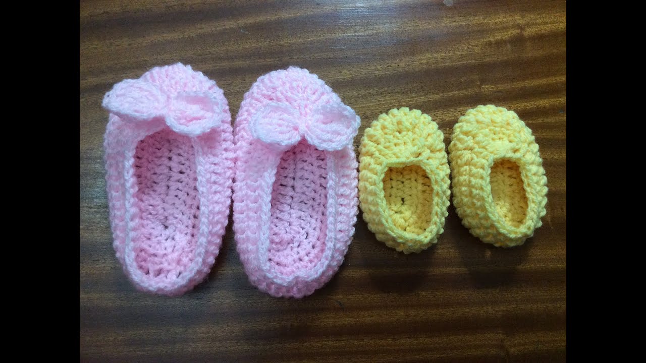 Cách móc giầy len cho bé sơ sinh How to crochet baby newborn shoes